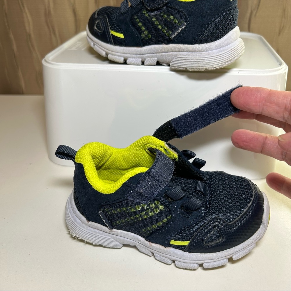 Stride Rite M2P Taylor Boy's 5.5 W Sneakers Washable Adjustable Dark Navy Yellow - Picture 11 of 15